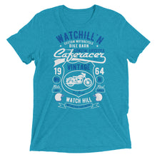 Load image into Gallery viewer, Watchill’n ‘Bike Barn’ Unisex Short sleeve t-shirt (White/Blue) - Watchill&#39;n