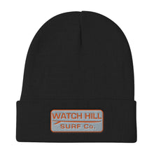 Load image into Gallery viewer, Watch Hill Surf Co. &#39;Patch Logo&#39; Embroidered Beanie (Orange) - Watch Hill RI t-shirts with vintage surfing and motorcycle designs.