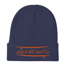 Load image into Gallery viewer, Watch Hill Surf Co. &#39;Parallel Boards&#39; Embroidered Beanie (Orange) - Watch Hill RI t-shirts with vintage surfing and motorcycle designs.