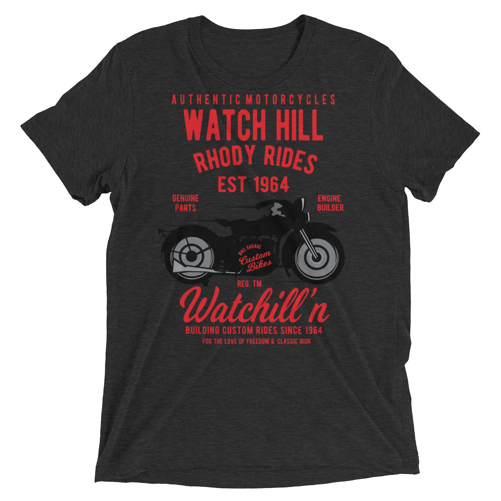 Watchill’n ‘Rhody Rides’ Unisex Short sleeve t-shirt (Red/Black) - Watchill'n